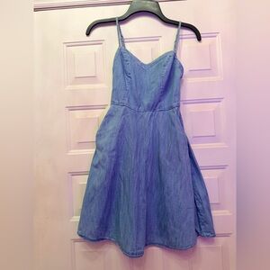 Blue Denim Spaghetti Strap Dress